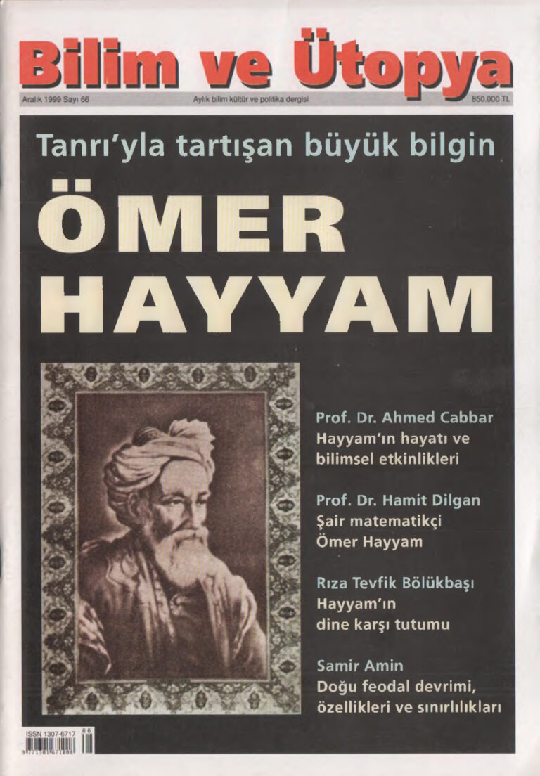 Bilim ve Ütopya Sayı 066 Aralık 1999 Kitap Kapağı