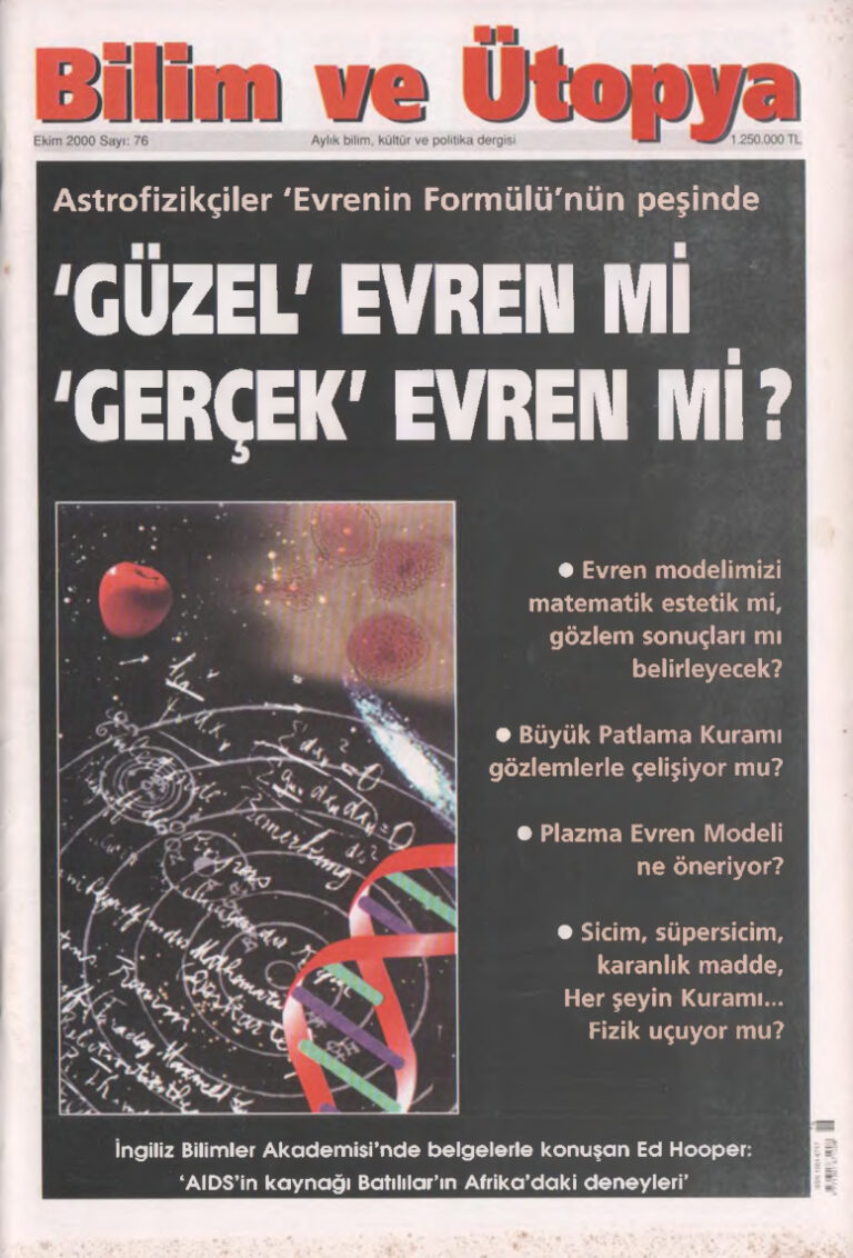 Bilim ve Ütopya Sayı 076 Ekim 2000 Kitap Kapağı