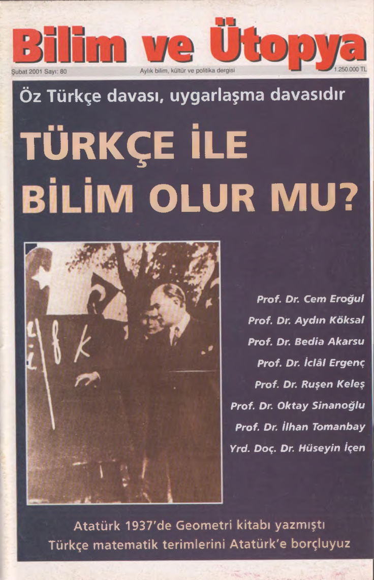 Bilim ve Ütopya Sayı 080 Şubat 2001 PDF İndir – Kolektif