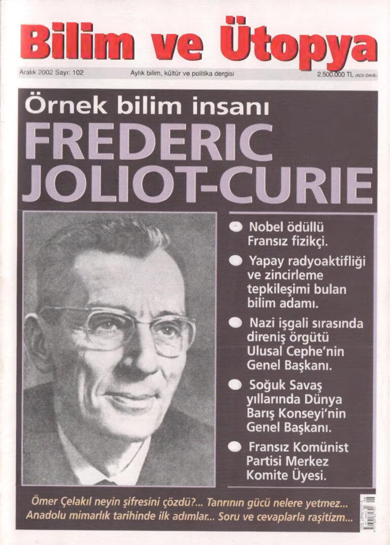Bilim ve Ütopya Sayı 102 Frederic Joliot Curie Kitap Kapağı