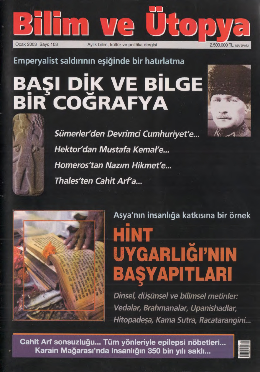 Bilim ve Ütopya Sayı 103 Başı Dik ve Bilge Bir Coğrafya PDF İndir – Kolektif