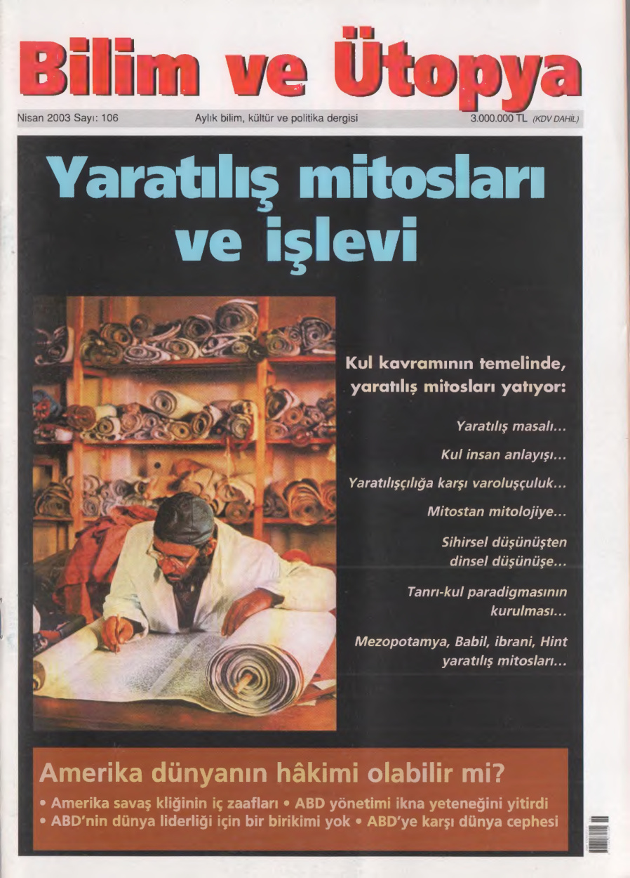 Bilim ve Ütopya Sayı 106 Yaratılış Mitosları ve İşlevi PDF İndir – Kolektif