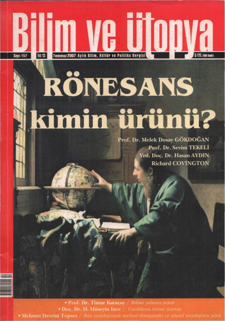 Bilim ve Ütopya Sayı 157 Rönesans Kimin Ürünü Kitap Kapağı