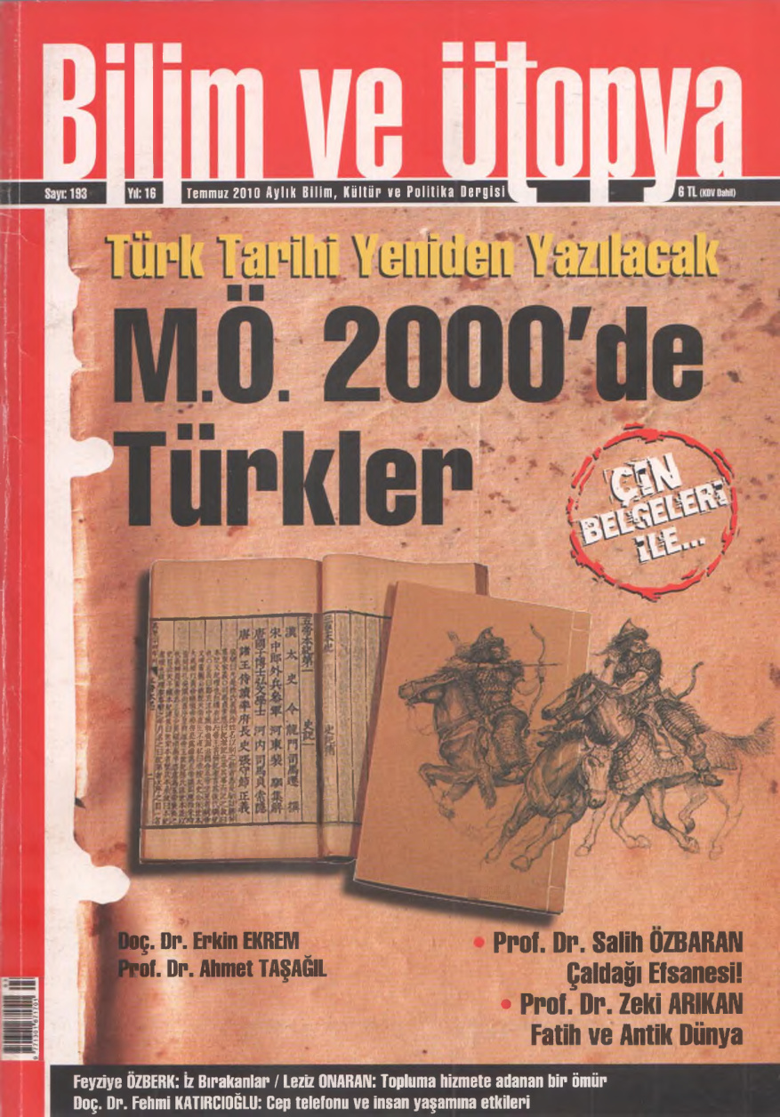 Bilim ve Ütopya Sayı 193: M.Ö. 2000’de Türkler PDF İndir – Bilim ve Ütopya