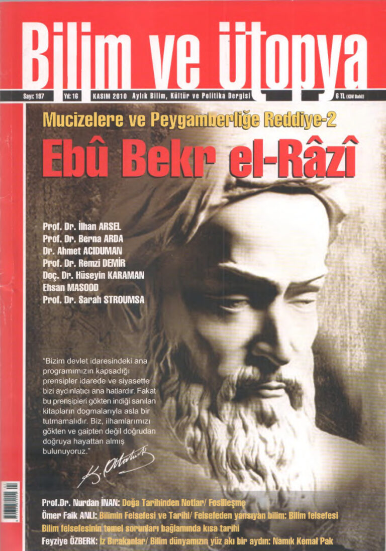 Bilim ve Ütopya Sayı 197 Ebu Bekr el Razi Kitap Kapağı