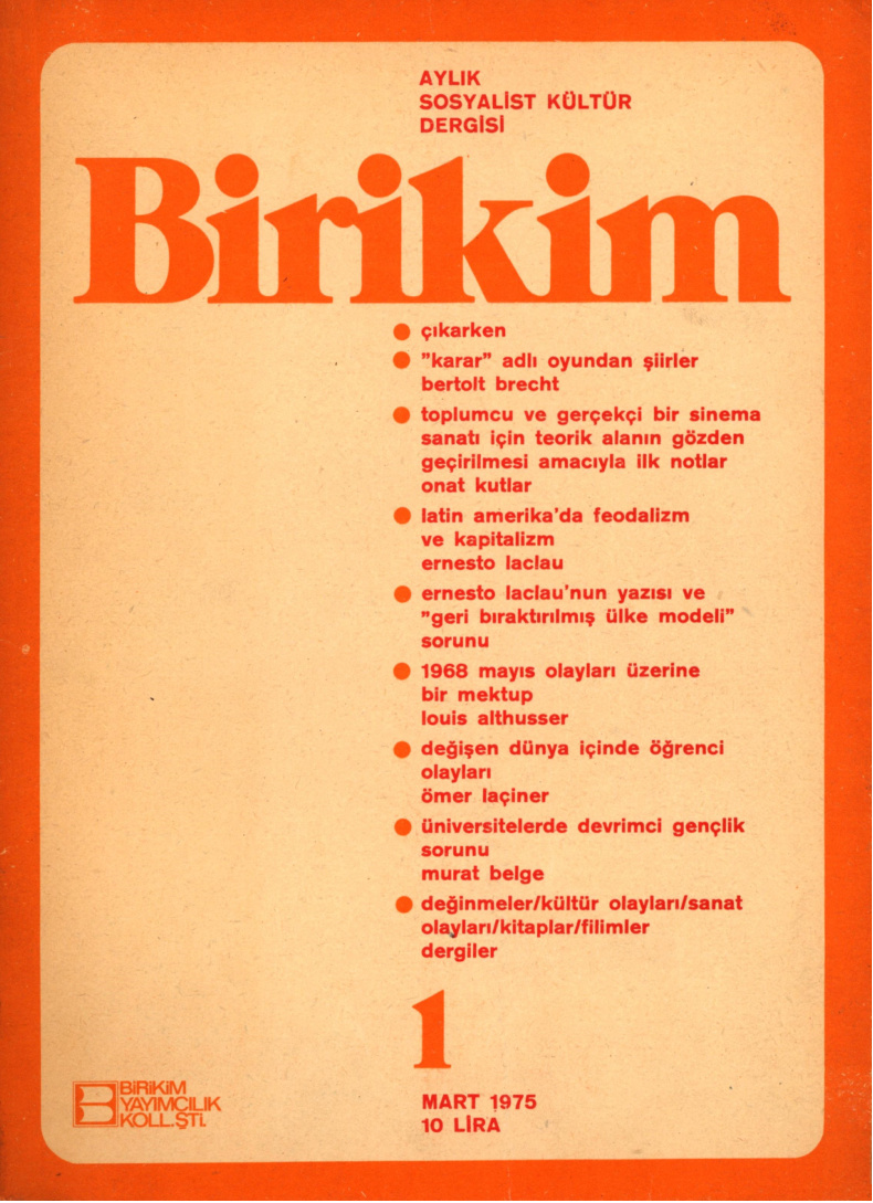Birikim Sayı 001 1975 Mart PDF İndir – Birikim Kolektifi