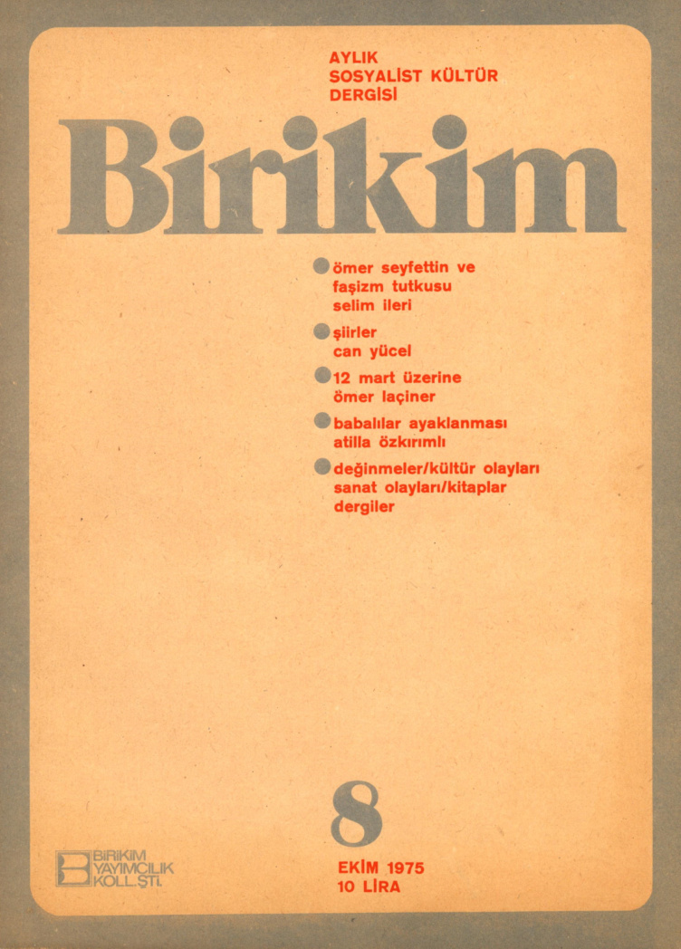 Birikim Sayı 008 1975 Ekim PDF İndir – Birikim Kolektifi