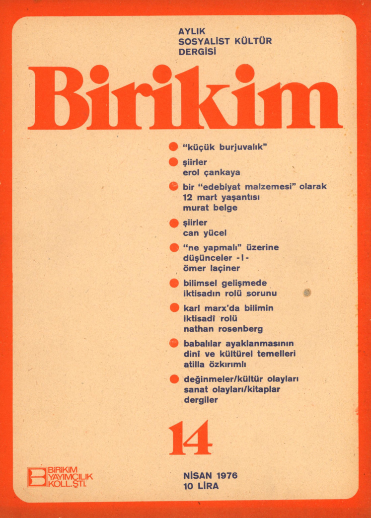 Birikim Sayı 014 1976 Nisan PDF İndir – Birikim Kolektifi