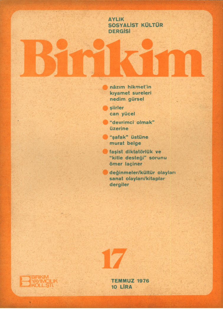 Birikim Sayı 017 1976 Temmuz PDF İndir – Birikim Kolektifi