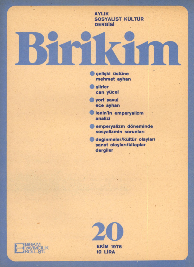 Birikim Sayı 020 1976 Ekim PDF İndir – Birikim Kolektifi