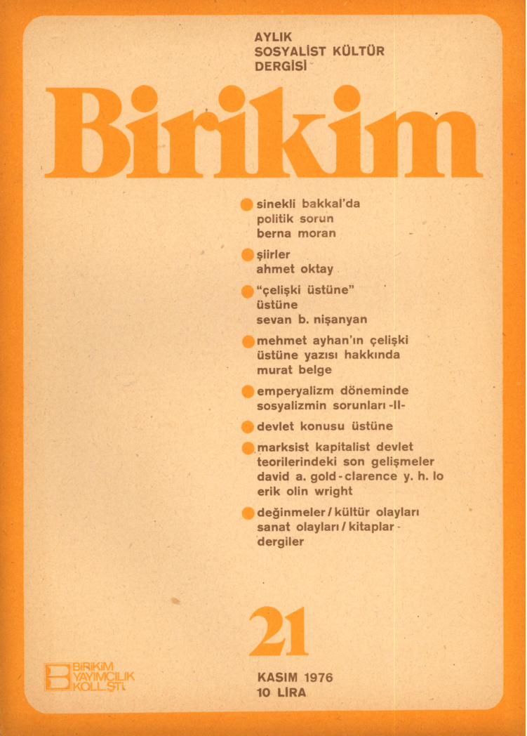 Birikim Sayı 021 1976 Kasım PDF İndir – Birikim Kolektifi