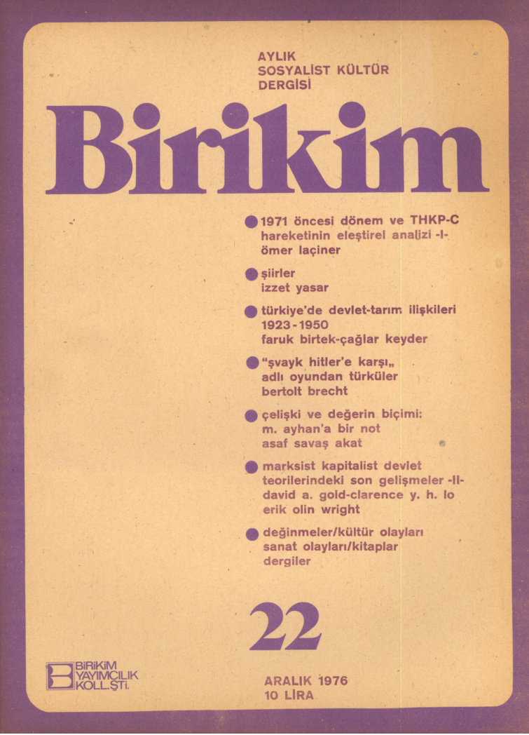 Birikim Sayı 022 1976 Aralık PDF İndir – Birikim Kolektifi