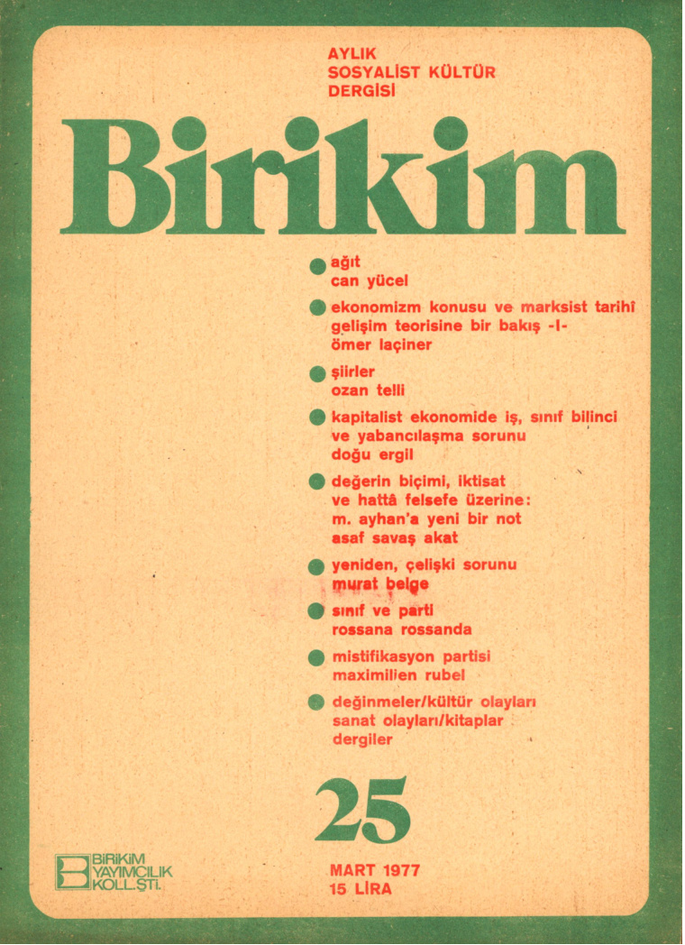 Birikim Sayı 025 1977 Mart PDF İndir – Birikim Kolektifi