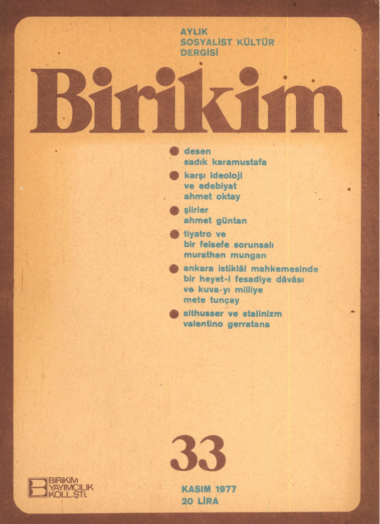 Birikim Sayı 033 1977 Kasım PDF İndir – Birikim Kolektifi