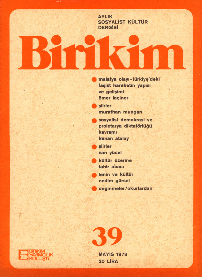 Birikim Sayı 039 1978 Mayıs PDF İndir – Birikim Kolektifi