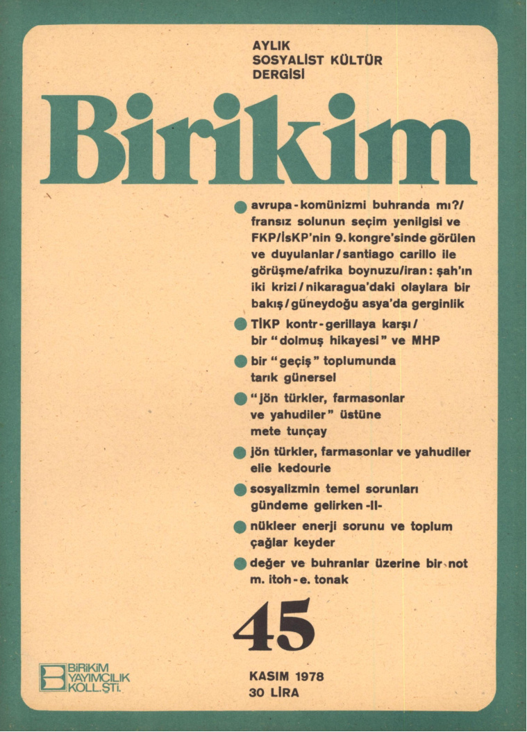 Birikim Sayı 045 1978 Kasım PDF İndir – Birikim Kolektifi