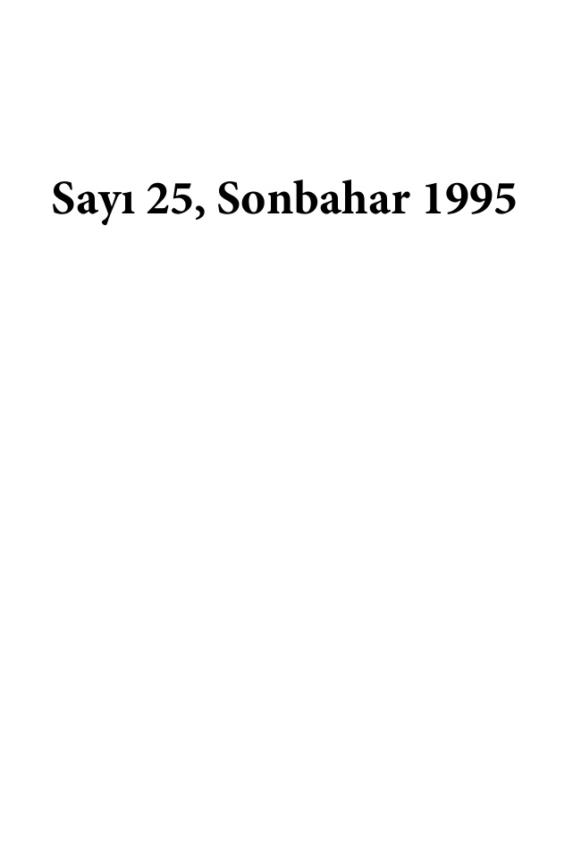 Defter Sayı 25 Sonbahar 1995 PDF İndir