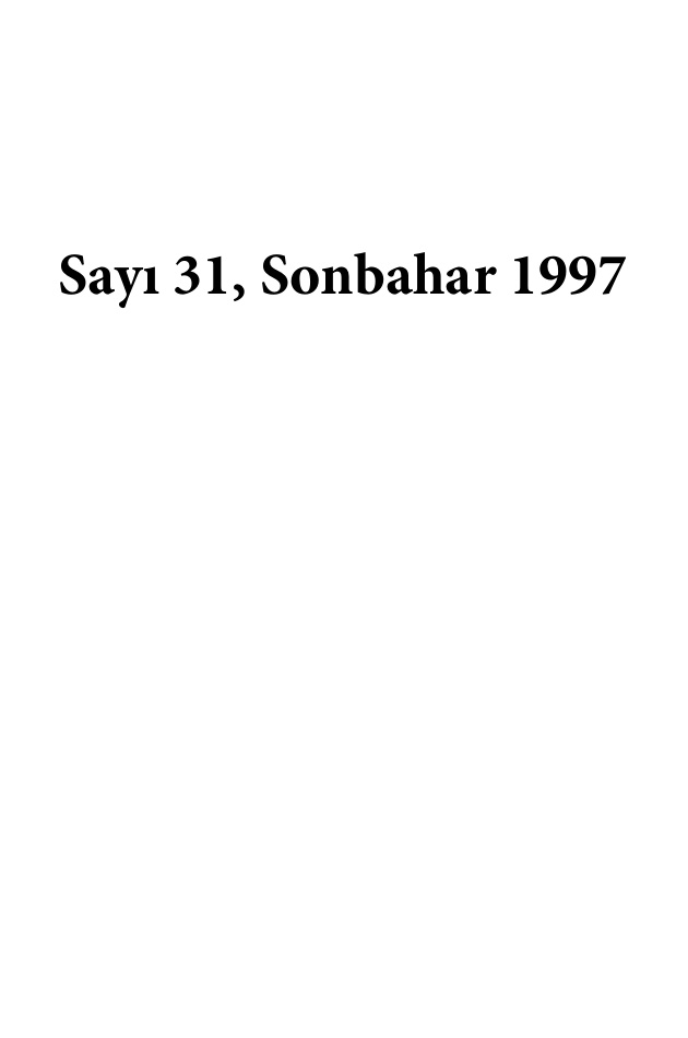 Defter Sayı 31 Sonbahar 1997 PDF İndir – Kolektif