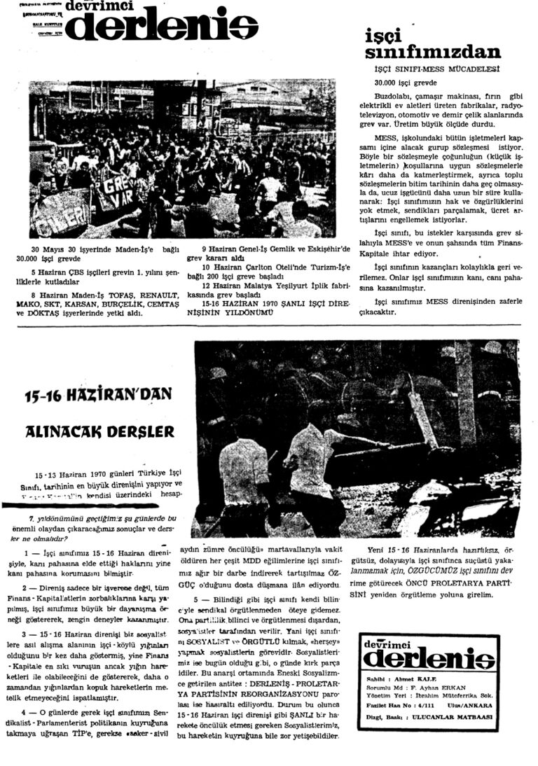 Devrimci Derleniş Sayı 1 Kitap Kapağı