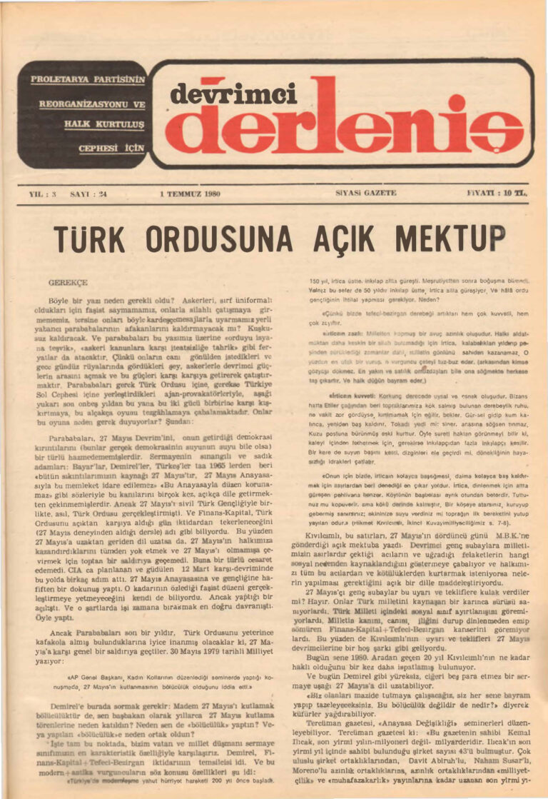 Devrimci Derleniş Sayı 24 Kitap Kapağı