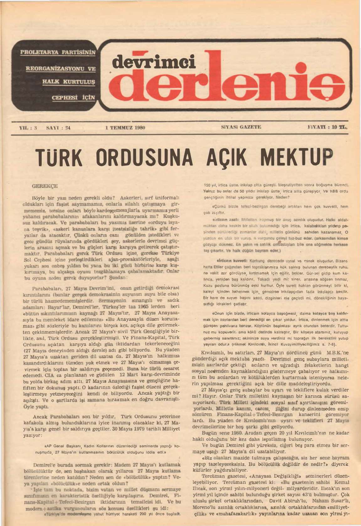 Devrimci Derleniş Sayı 24 PDF İndir – Kolektif