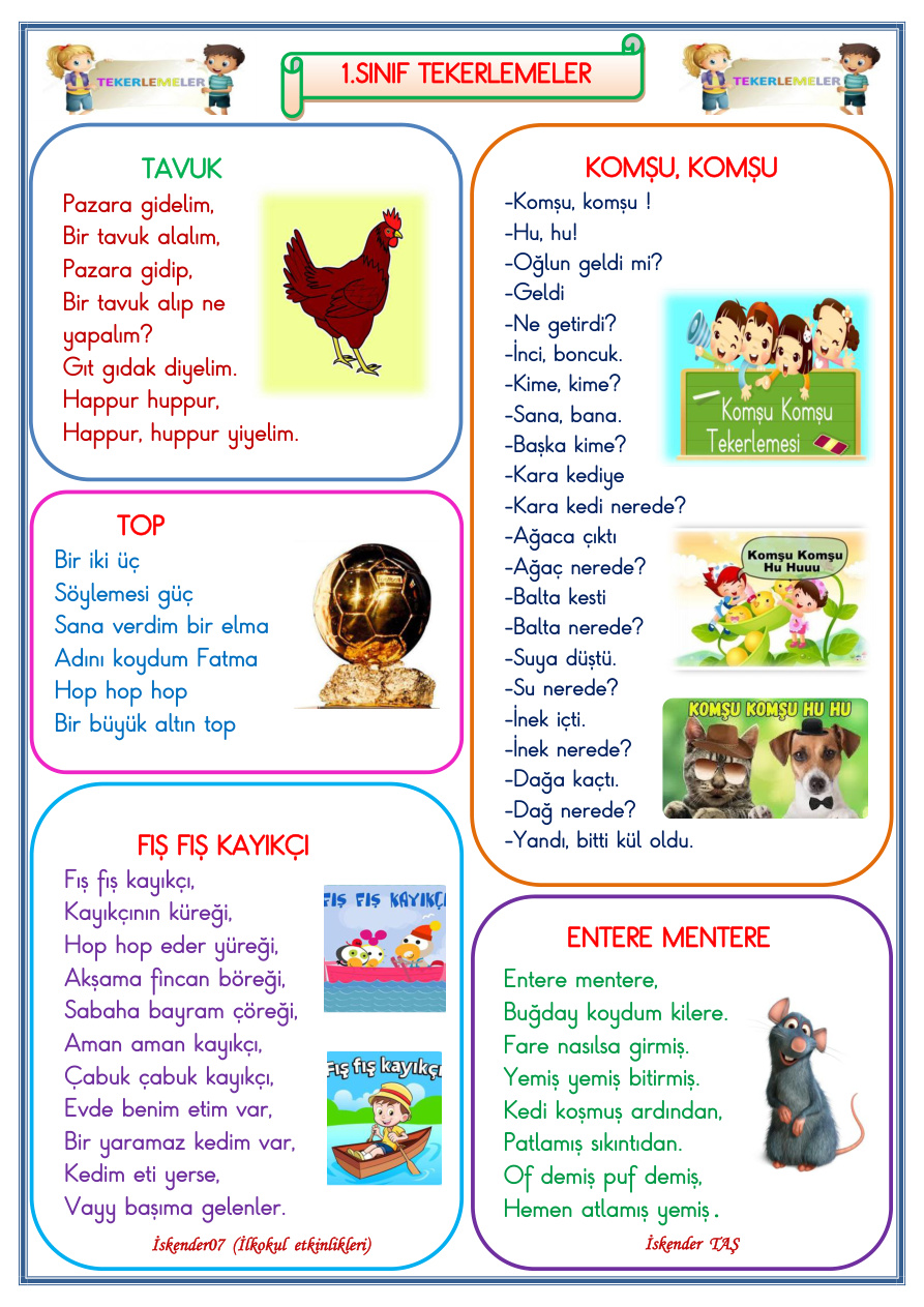 1. Sınıf Tekerleme 2 PDF İndir – Komisyon