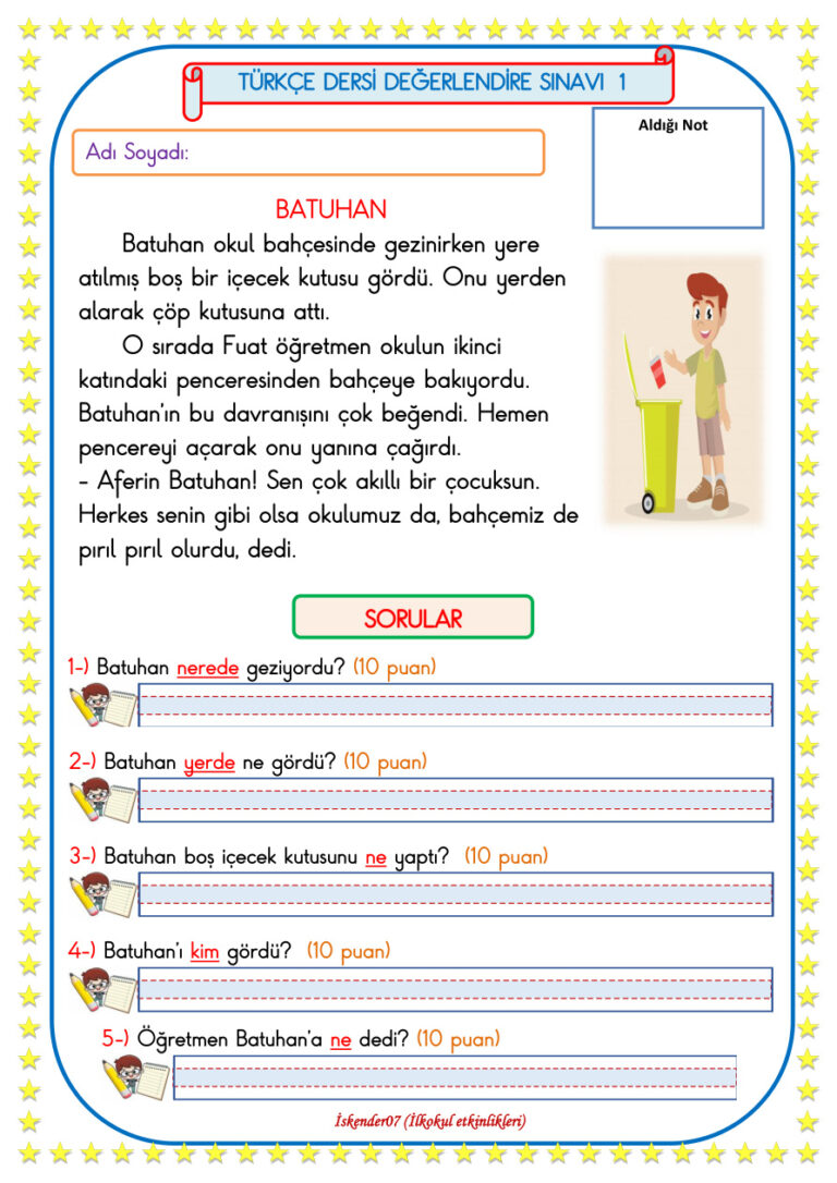 1.SINIF TÜRKÇE DEĞERLENDİRME SINAVI 1 Kitap Kapağı