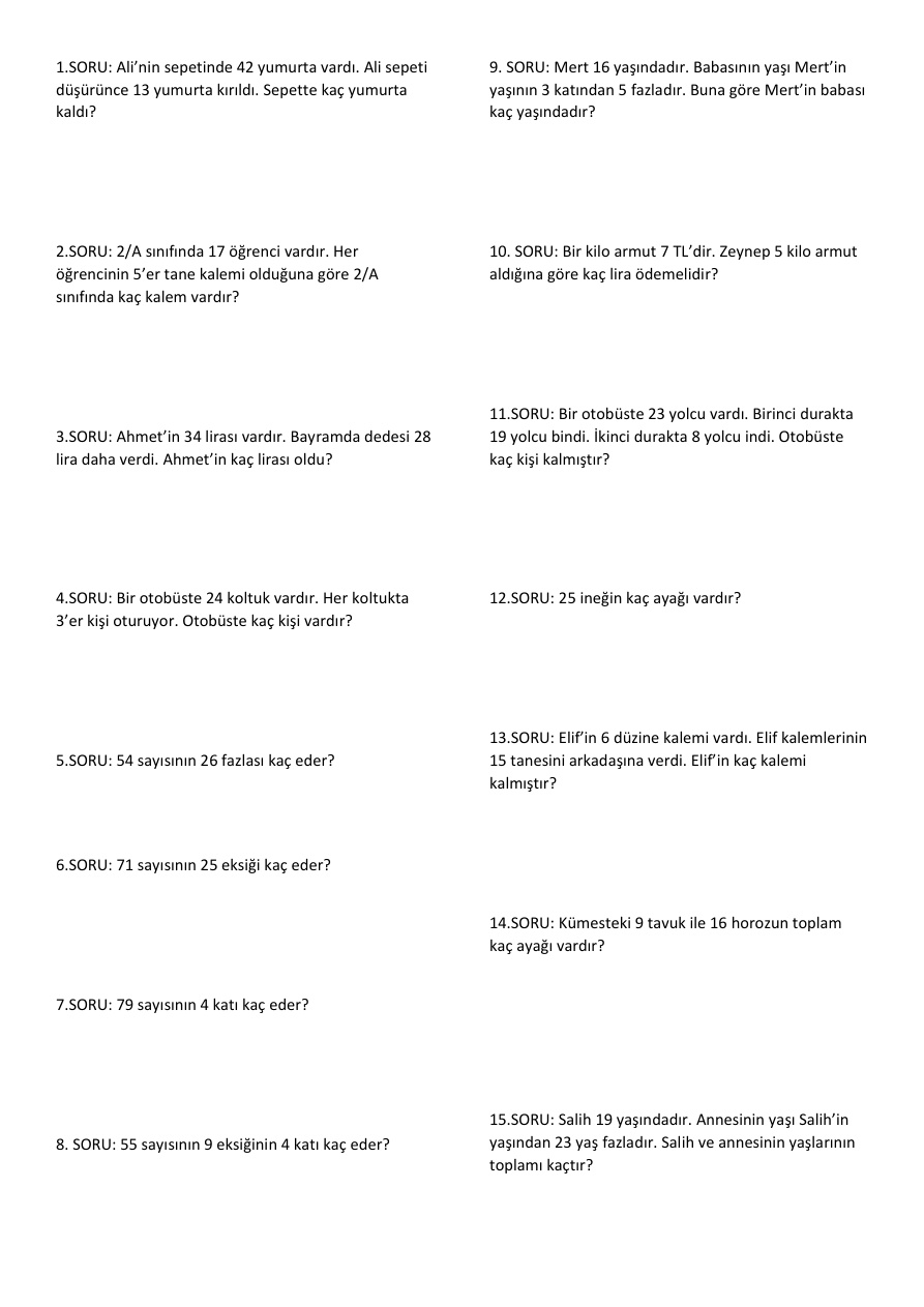 2. Sınıf Karışık Problemler 3 PDF İndir – Komisyon
