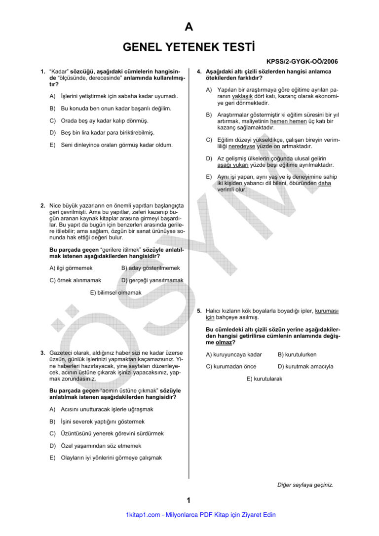 2006 2024 KPSS ORTAÖĞRETİM SORULARI DÜZENLENMİŞ Kitap Kapağı