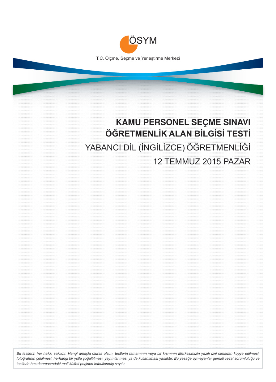 2015 KPSS ÖABT İngilizce PDF İndir