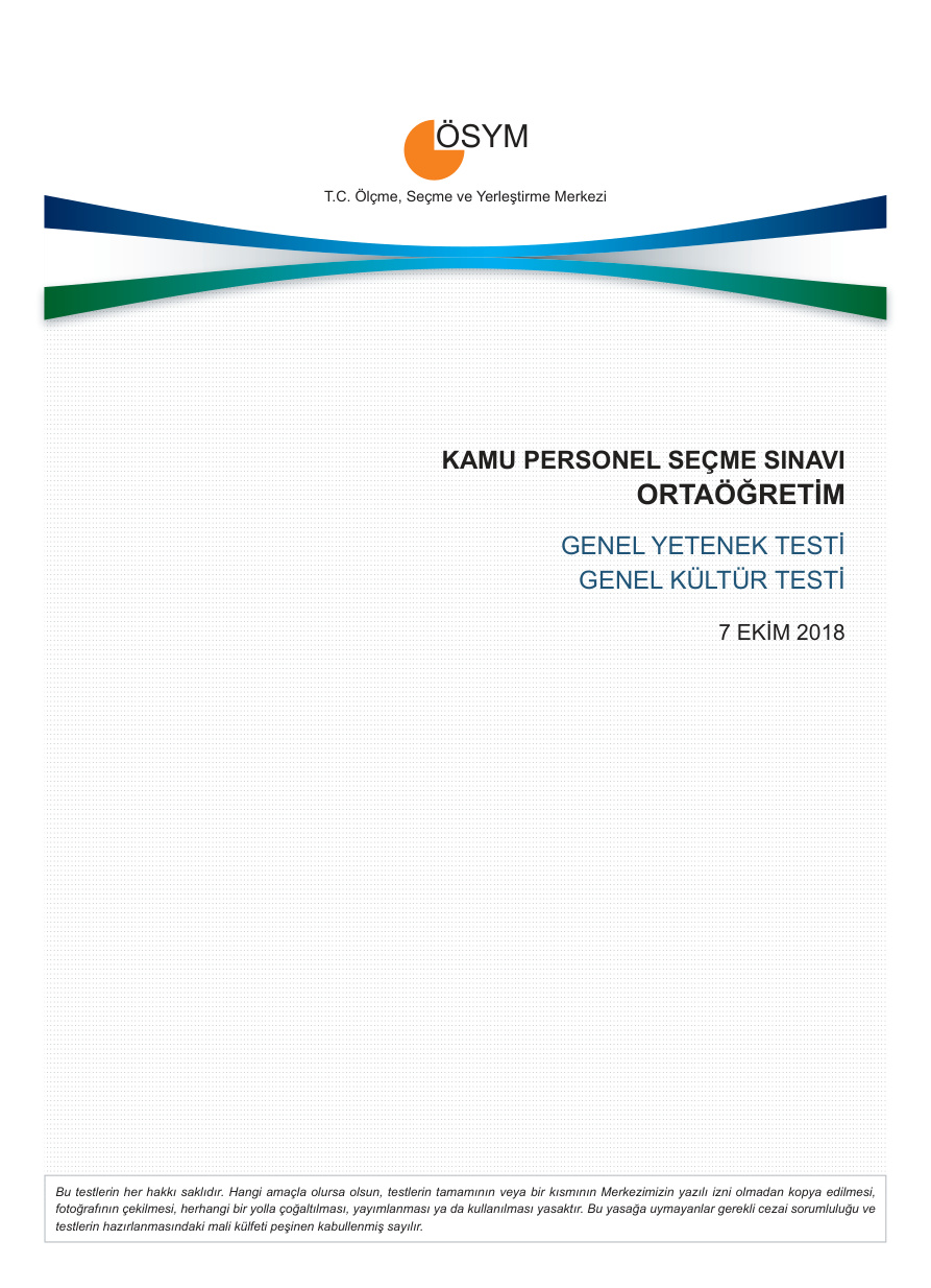 2018-KPSS Ortaöğretim PDF İndir – Komisyon