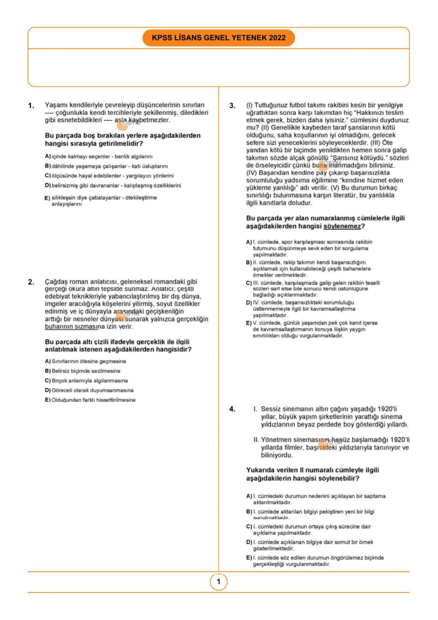 2022 KPSS Temmuz PDF İndir