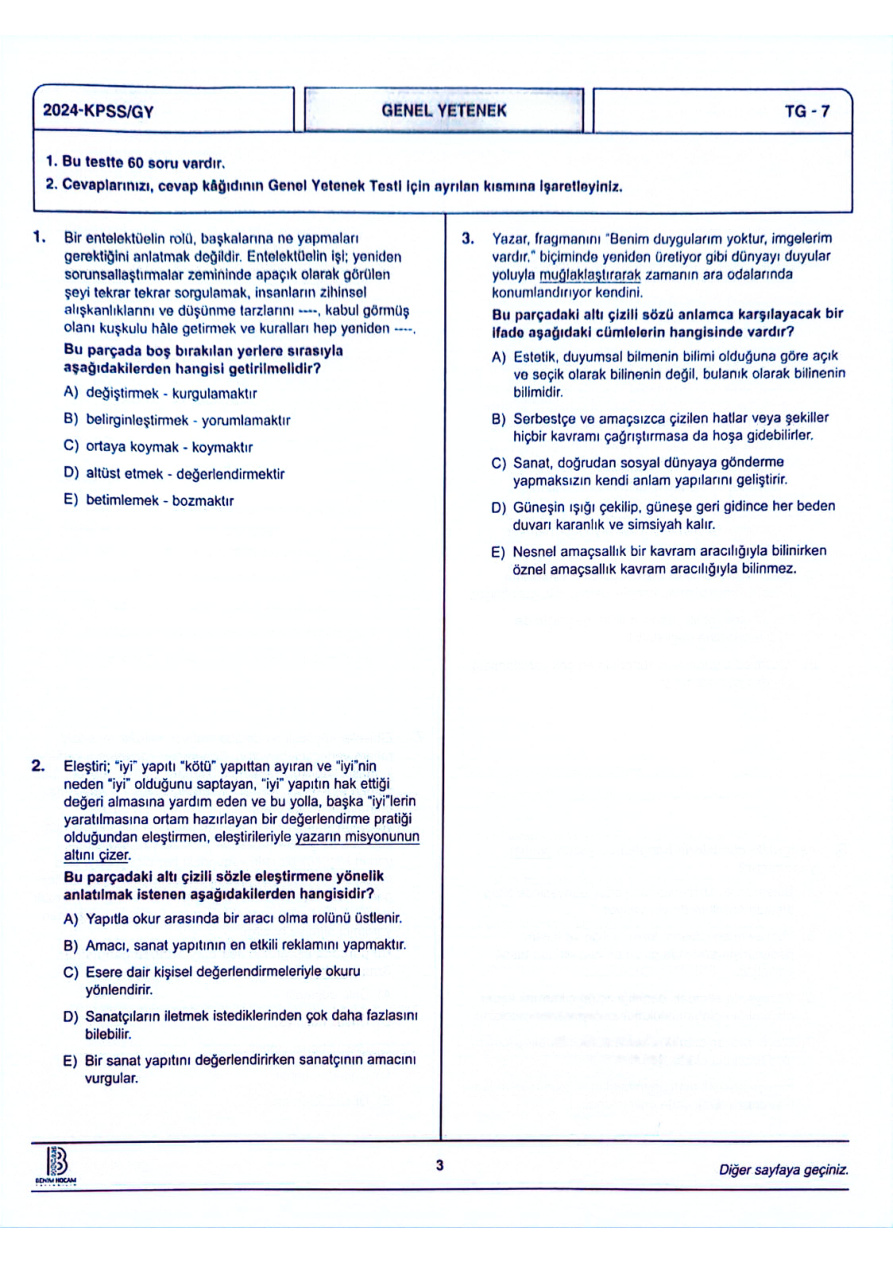 2024 Benim Hocam GYGK TG 7 PDF İndir