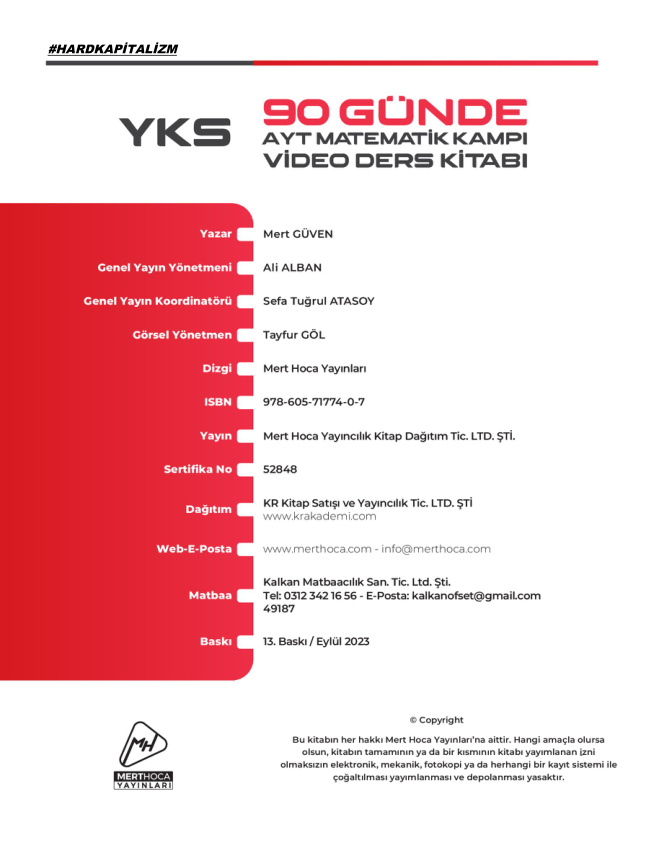 2024 Mert Hoca 90 Günde AYT Matematik Video Ders Kitabı PDF İndir – Mert Hoca