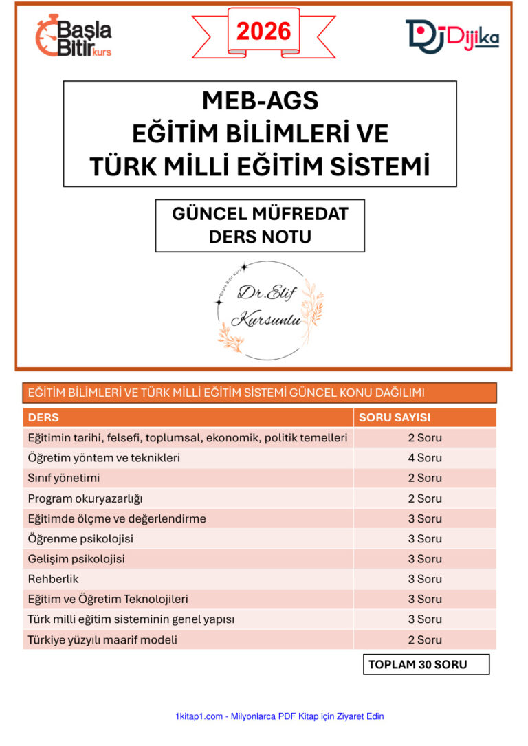 2026 AGS EĞİTİM BİLİMLERİ ELİF KURŞUNLU Kitap Kapağı