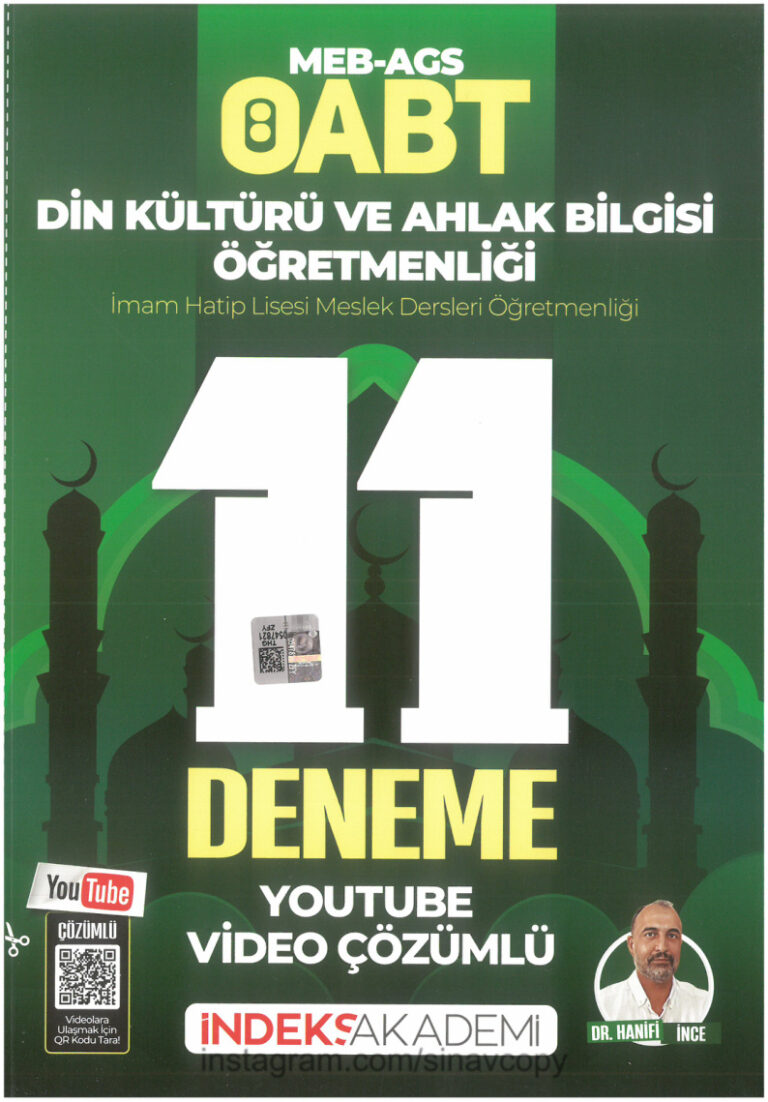 2026 İNDEKS AGS ÖABT DİKAB 11 Lİ DENEME VİDEO ÇÖZÜMLÜ DR HANİFİ Kitap Kapağı
