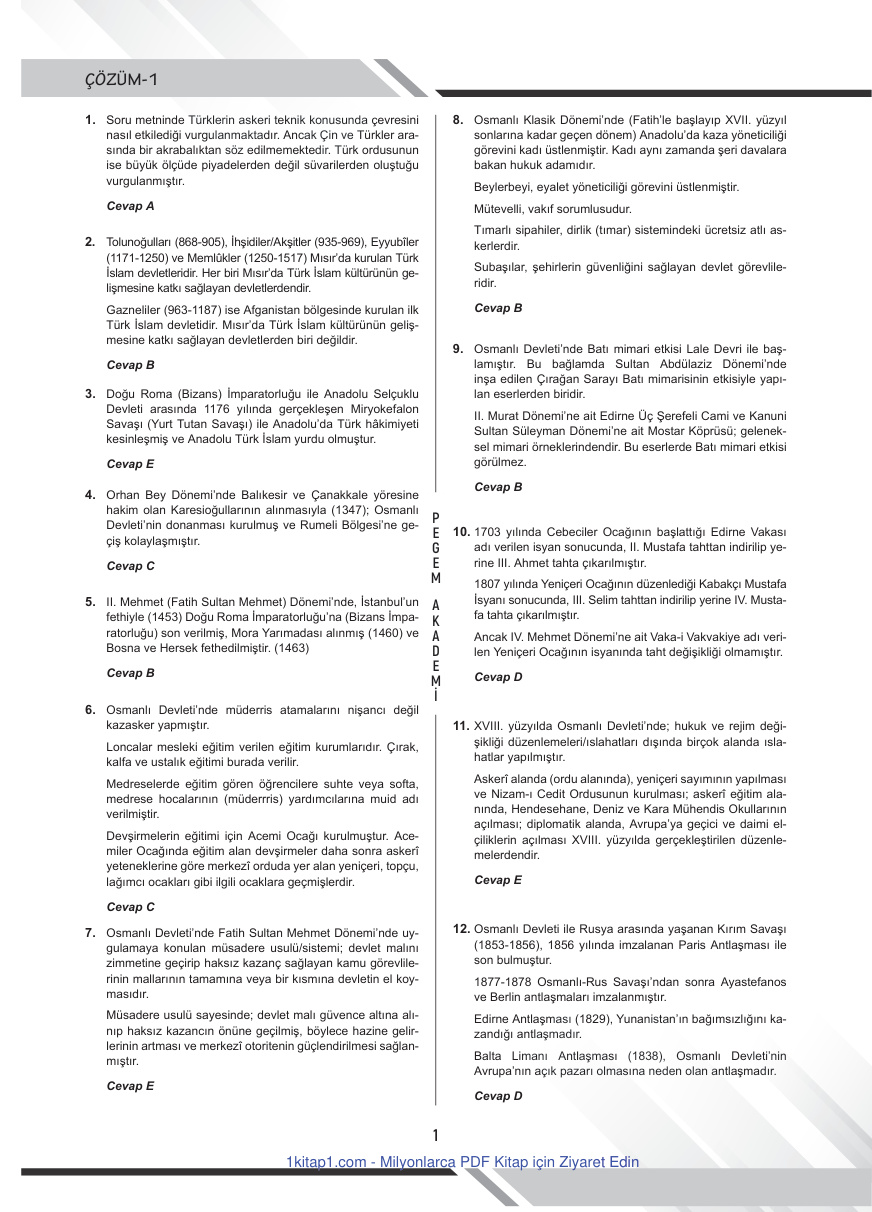 2026 GYGK 30 Deneme Tarih Çözümleri PDF İndir