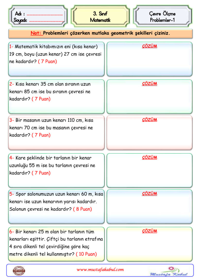 3.Sınıf Matematik Çevre Problemler 1 Kitap Kapağı