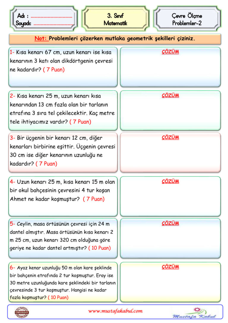 3.Sınıf Matematik Çevre Problemler 2 Kitap Kapağı