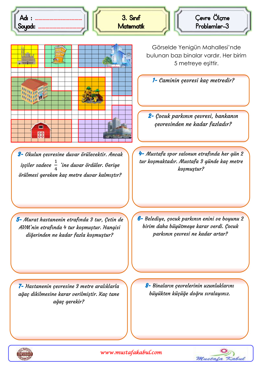 3. Sınıf Matematik Çevre Problemler 3 PDF İndir – Komisyon