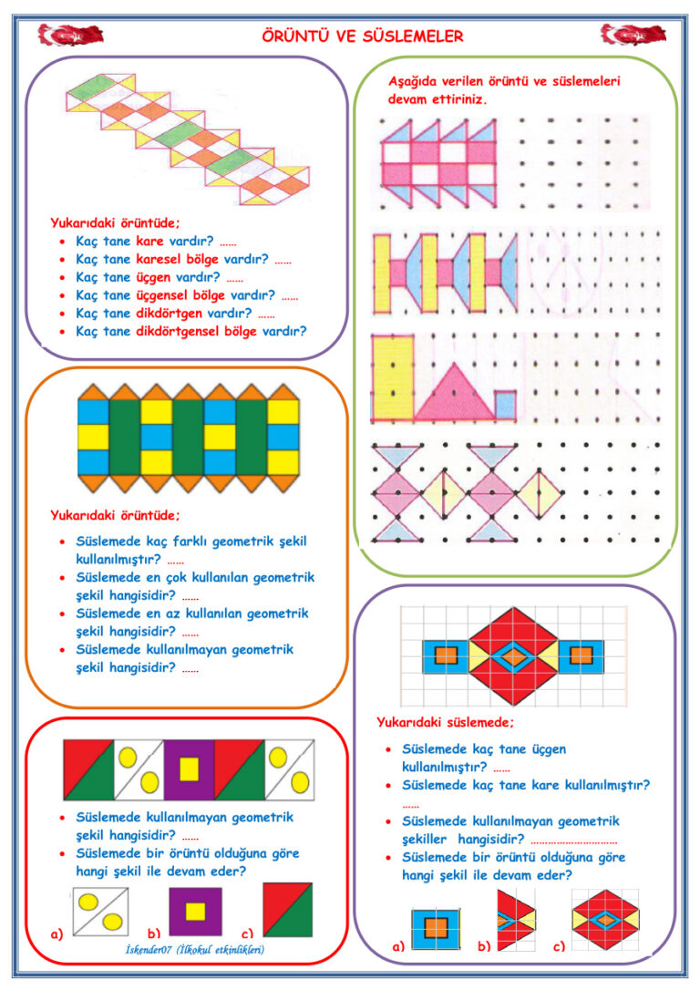 3.Sınıf Matematik örüntü ve süslemeler Kitap Kapağı