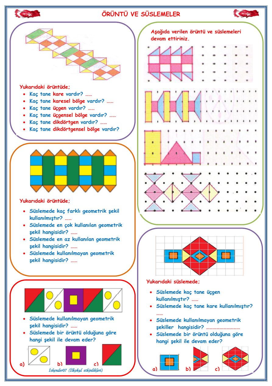 3. Sınıf Matematik Örüntü ve Süslemeler PDF İndir – Komisyon