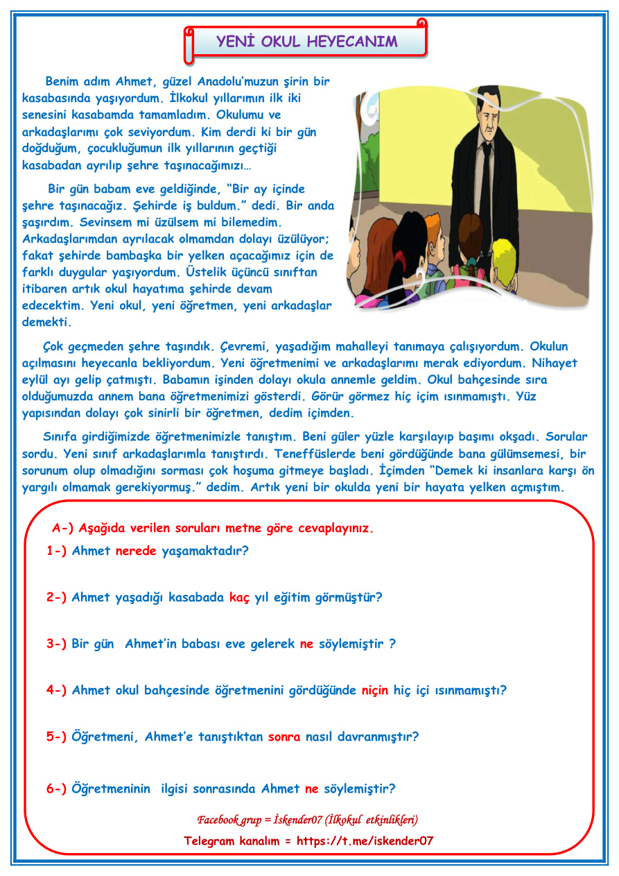 3. Sınıf Türkçe – Yeni Okul Heyecanım 1 PDF İndir – Komisyon
