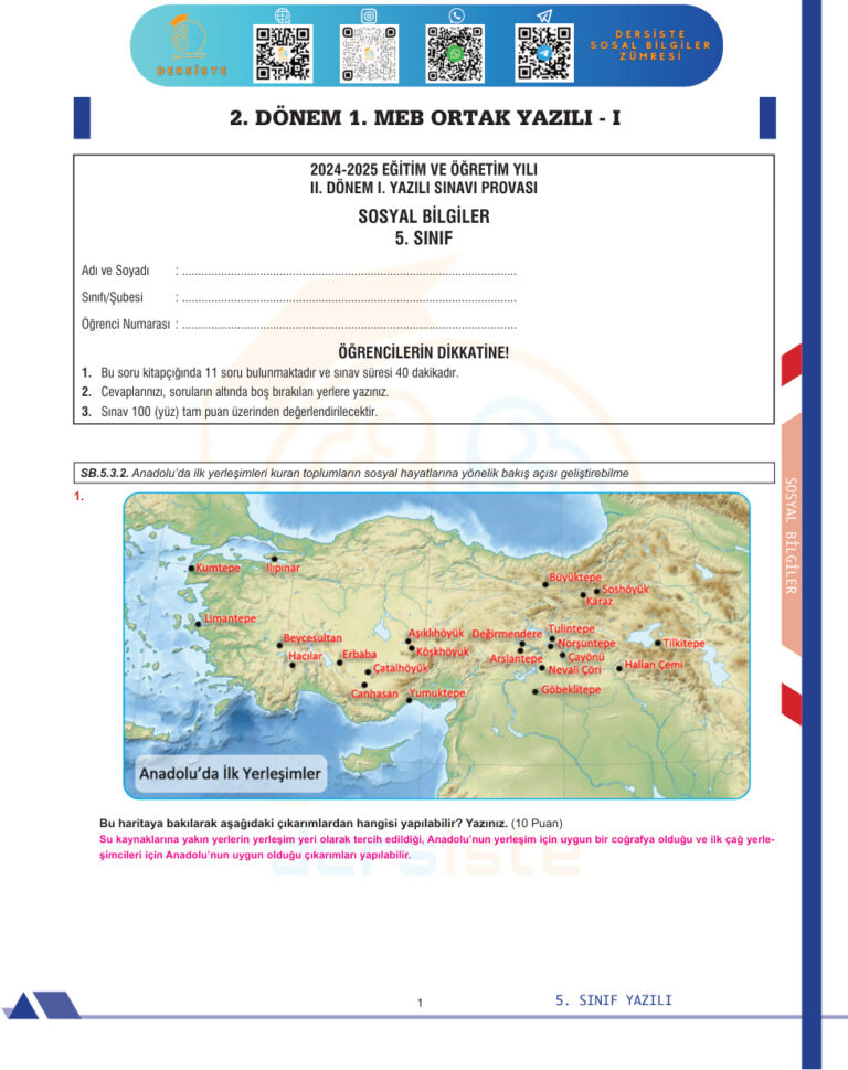 5. SINIF 2. DONEM 1. YAZILI Kitap Kapağı