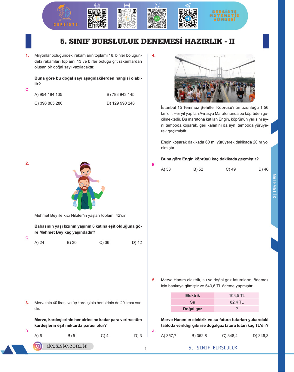 5. Sınıf Bursluluk Doküman (Matematik) 2 PDF İndir – Komisyon
