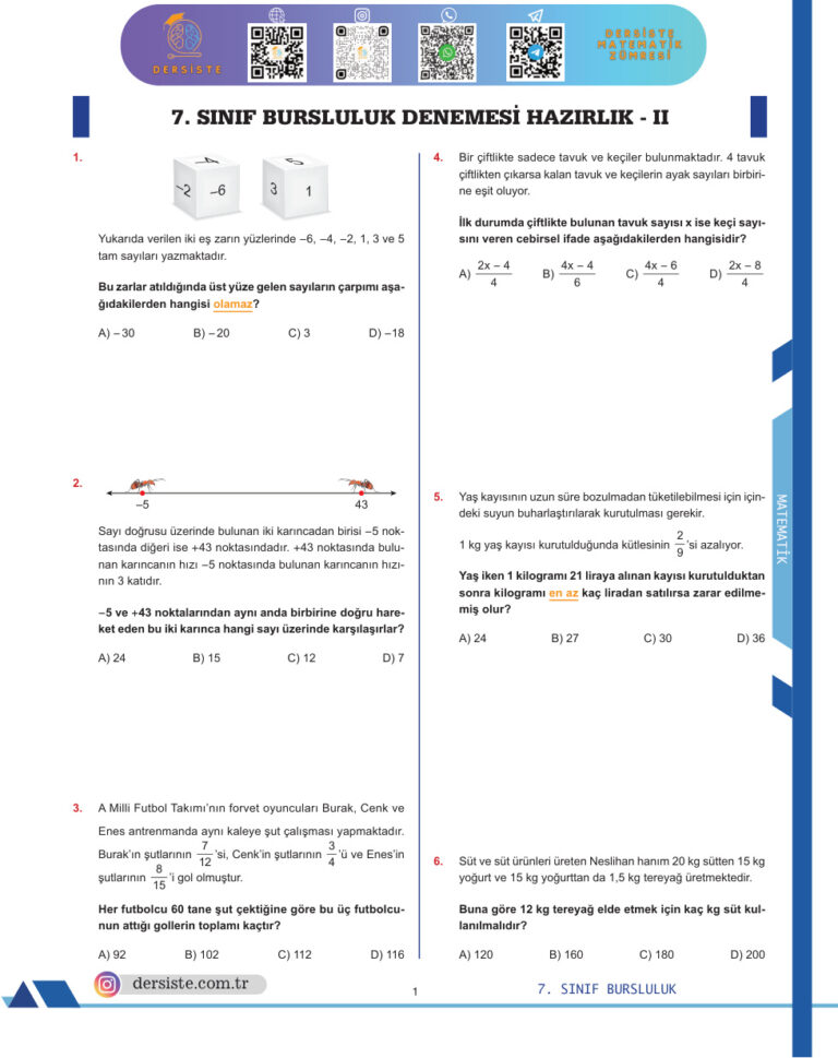 7. SINIF BURSLULUK DOKUMAN CEVAPSIZ Kitap Kapağı