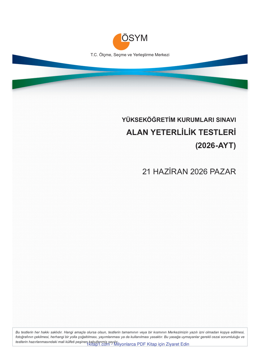 AYT 2026 Filigransız PDF İndir – Komisyon