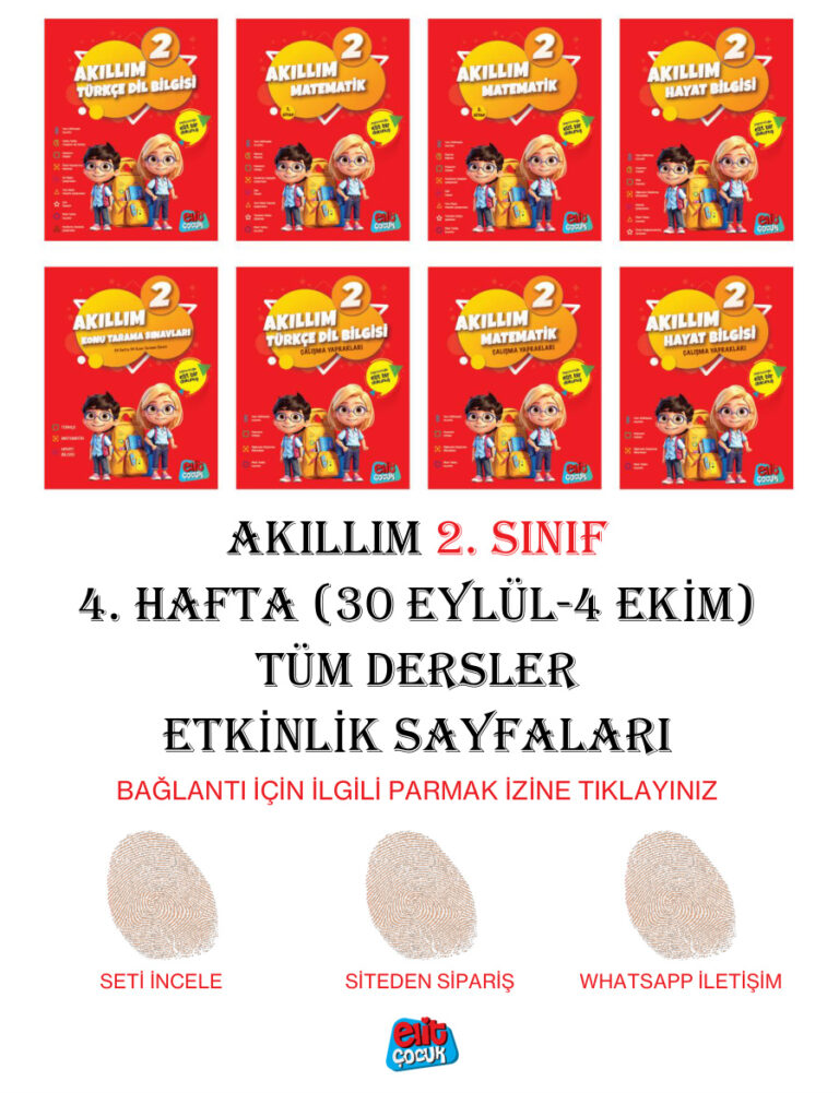 Akıllım 2 Sınıf 4 Hafta30 Eylül 4 Ekim Tüm Dersler Etkinlik Sayfaları Kitap Kapağı