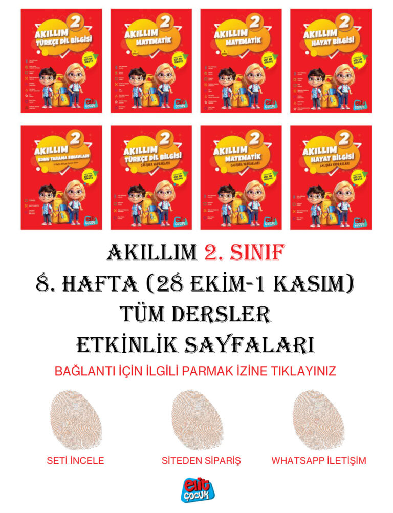 Akıllım 2 Sınıf 8 Hafta28 Ekim 1 Kasım Tüm Dersler Etkinlik Sayfaları Kitap Kapağı