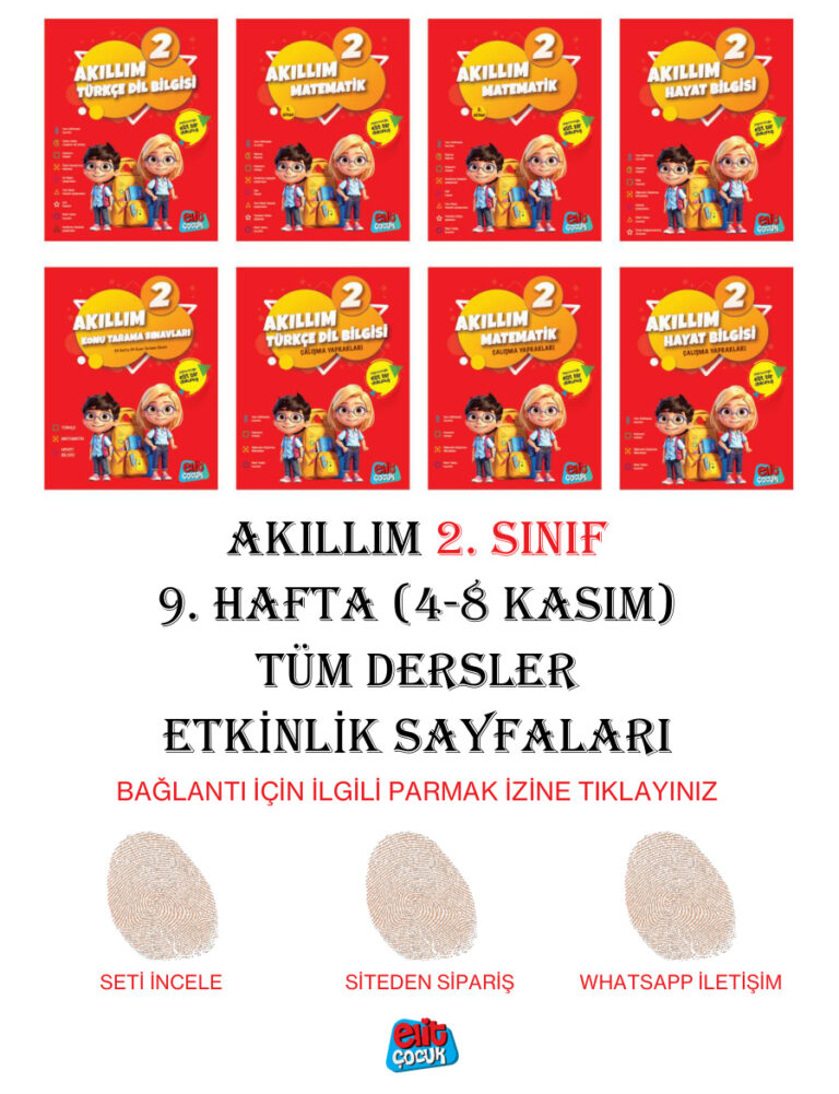 Akıllım 2 Sınıf 9 Hafta4 8 Kasım Tüm Dersler Etkinlik Sayfaları Kitap Kapağı